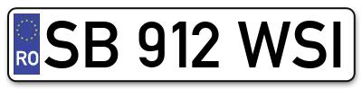 Placuta inmatriculare numar auto  SB-912-WSI, SB 912 WSI, SB912WSI