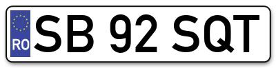 Placuta inmatriculare numar auto  SB-92-SQT, SB 92 SQT, SB92SQT