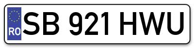 Placuta inmatriculare numar auto  SB-921-HWU, SB 921 HWU, SB921HWU