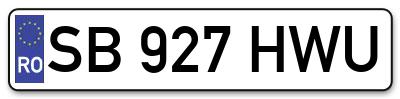 Placuta inmatriculare numar auto  SB-927-HWU, SB 927 HWU, SB927HWU