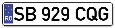 Placuta inmatriculare numar auto  SB-929-CQG, SB 929 CQG, SB929CQG