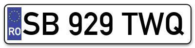 Placuta inmatriculare numar auto  SB-929-TWQ, SB 929 TWQ, SB929TWQ