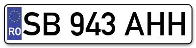 Placuta inmatriculare numar auto  SB-943-AHH, SB 943 AHH, SB943AHH