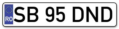 Placuta inmatriculare numar auto  SB-95-DND, SB 95 DND, SB95DND