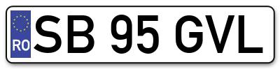 Placuta inmatriculare numar auto  SB-95-GVL, SB 95 GVL, SB95GVL