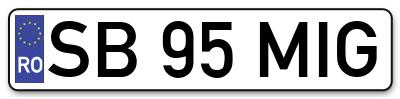 Placuta inmatriculare numar auto  SB-95-MIG, SB 95 MIG, SB95MIG