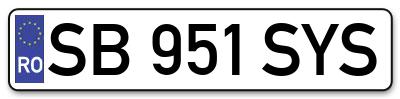 Placuta inmatriculare numar auto  SB-951-SYS, SB 951 SYS, SB951SYS