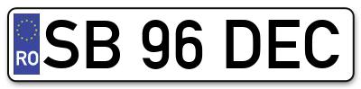 Placuta inmatriculare numar auto  SB-96-DEC, SB 96 DEC, SB96DEC