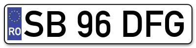 Placuta inmatriculare numar auto  SB-96-DFG, SB 96 DFG, SB96DFG