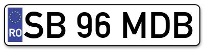 Placuta inmatriculare numar auto  SB-96-MDB, SB 96 MDB, SB96MDB