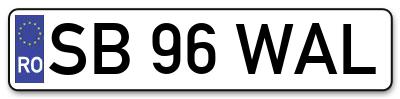 Placuta inmatriculare numar auto  SB-96-WAL, SB 96 WAL, SB96WAL