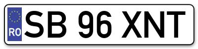Placuta inmatriculare numar auto  SB-96-XNT, SB 96 XNT, SB96XNT
