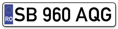 Placuta inmatriculare numar auto  SB-960-AQG, SB 960 AQG, SB960AQG