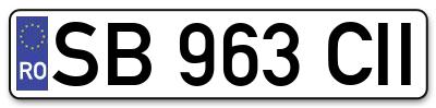 Placuta inmatriculare numar auto  SB-963-CII, SB 963 CII, SB963CII