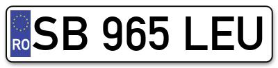 Placuta inmatriculare numar auto  SB-965-LEU, SB 965 LEU, SB965LEU