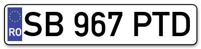 Placuta inmatriculare numar auto  SB-967-PTD, SB 967 PTD, SB967PTD