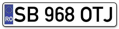 Placuta inmatriculare numar auto  SB-968-OTJ, SB 968 OTJ, SB968OTJ