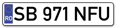 Placuta inmatriculare numar auto  SB-971-NFU, SB 971 NFU, SB971NFU
