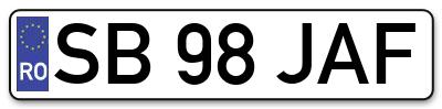 Placuta inmatriculare numar auto  SB-98-JAF, SB 98 JAF, SB98JAF