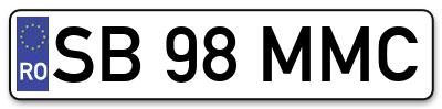 Placuta inmatriculare numar auto  SB-98-MMC, SB 98 MMC, SB98MMC