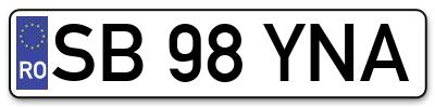 Placuta inmatriculare numar auto  SB-98-YNA, SB 98 YNA, SB98YNA