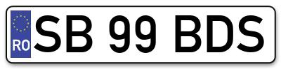 Placuta inmatriculare numar auto  SB-99-BDS, SB 99 BDS, SB99BDS