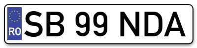Placuta inmatriculare numar auto  SB-99-NDA, SB 99 NDA, SB99NDA