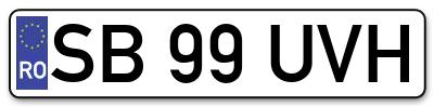 Placuta inmatriculare numar auto  SB-99-UVH, SB 99 UVH, SB99UVH