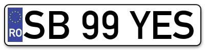 Placuta inmatriculare numar auto  SB-99-YES, SB 99 YES, SB99YES