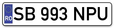 Placuta inmatriculare numar auto  SB-993-NPU, SB 993 NPU, SB993NPU