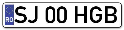 Placuta inmatriculare numar auto  SJ-00-HGB, SJ 00 HGB, SJ00HGB