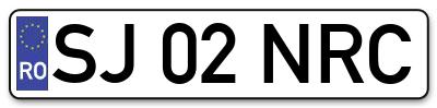 Placuta inmatriculare numar auto  SJ-02-NRC, SJ 02 NRC, SJ02NRC