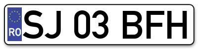 Placuta inmatriculare numar auto  SJ-03-BFH, SJ 03 BFH, SJ03BFH