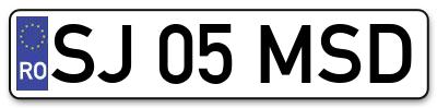 Placuta inmatriculare numar auto  SJ-05-MSD, SJ 05 MSD, SJ05MSD
