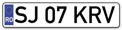 Placuta inmatriculare numar auto  SJ-07-KRV, SJ 07 KRV, SJ07KRV