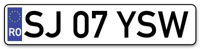 Placuta inmatriculare numar auto  SJ-07-YSW, SJ 07 YSW, SJ07YSW