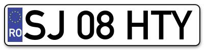 Placuta inmatriculare numar auto  SJ-08-HTY, SJ 08 HTY, SJ08HTY