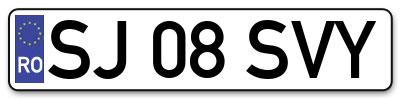 Placuta inmatriculare numar auto  SJ-08-SVY, SJ 08 SVY, SJ08SVY