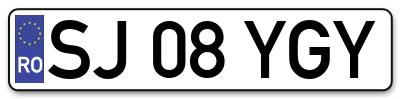 Placuta inmatriculare numar auto  SJ-08-YGY, SJ 08 YGY, SJ08YGY