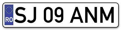 Placuta inmatriculare numar auto  SJ-09-ANM, SJ 09 ANM, SJ09ANM