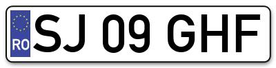 Placuta inmatriculare numar auto  SJ-09-GHF, SJ 09 GHF, SJ09GHF