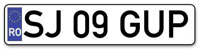 Placuta inmatriculare numar auto  SJ-09-GUP, SJ 09 GUP, SJ09GUP