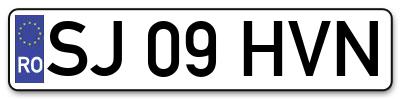 Placuta inmatriculare numar auto  SJ-09-HVN, SJ 09 HVN, SJ09HVN