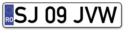 Placuta inmatriculare numar auto  SJ-09-JVW, SJ 09 JVW, SJ09JVW