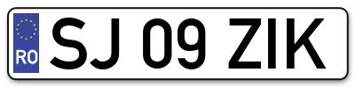 Placuta inmatriculare numar auto  SJ-09-ZIK, SJ 09 ZIK, SJ09ZIK