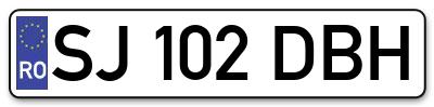 Placuta inmatriculare numar auto  SJ-102-DBH, SJ 102 DBH, SJ102DBH