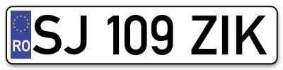Placuta inmatriculare numar auto  SJ-109-ZIK, SJ 109 ZIK, SJ109ZIK