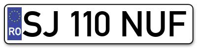 Placuta inmatriculare numar auto  SJ-110-NUF, SJ 110 NUF, SJ110NUF