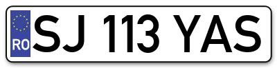 Placuta inmatriculare numar auto  SJ-113-YAS, SJ 113 YAS, SJ113YAS