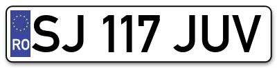 Placuta inmatriculare numar auto  SJ-117-JUV, SJ 117 JUV, SJ117JUV